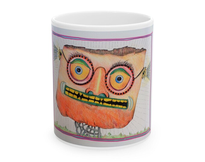 Whimsical CARTOON Face Mug | Ceramic Coffee Cup
