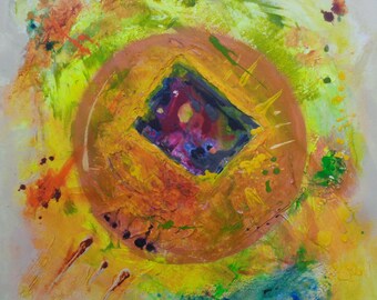 Time Travel Abstract Acrylic Painting, Original Art 20" x 20"