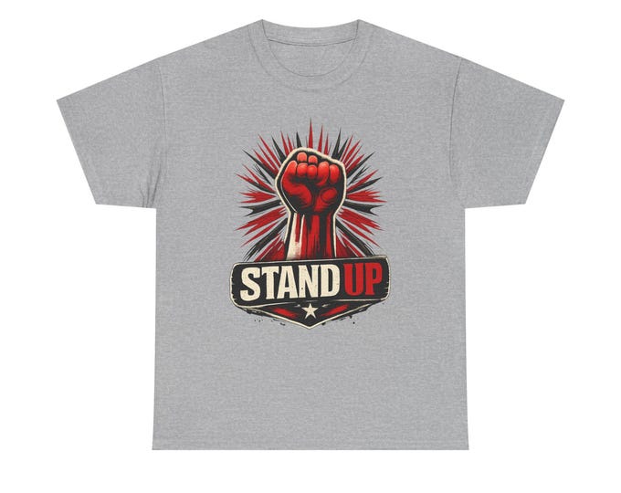 Stand Up Fist Protest T-Shirt | Retro Sunburst Graphic Tee