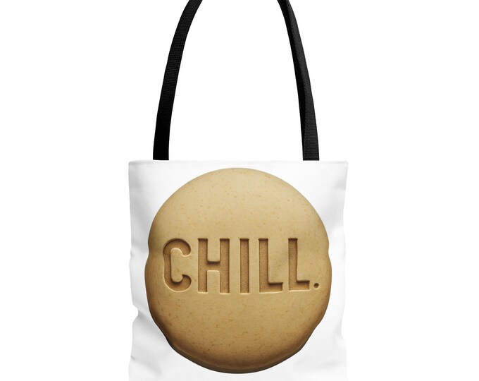 CHILL PILL art Tote Bag | retro Chill Out graphic, casual vibe