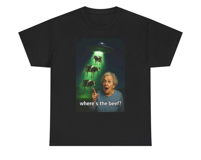 UFO Cow Abduction Tee: Where's the Beef?, Retro Sci-Fi Humor