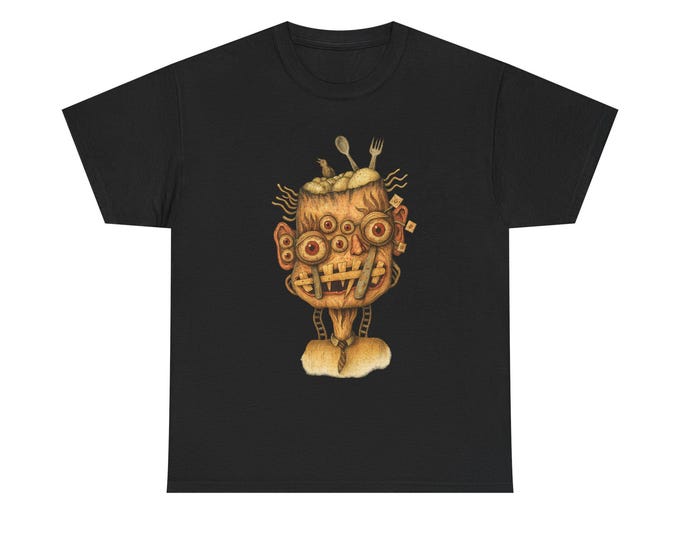 Surreal Multi-Eyed Monster Head T-Shirt, Weird Macabre Art