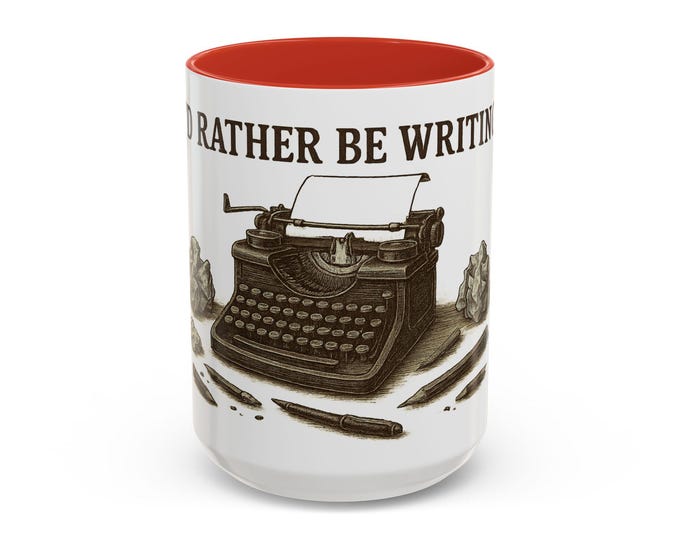 Typewriter Illustration Mug | I'd Rather Be Writing Accent Coffee Cup