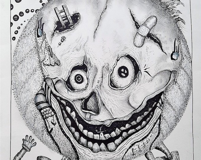 Original art, pen and ink surreal drawing