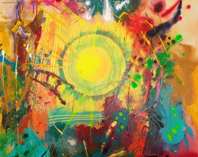 Acrylic Canvas Painting, Original Art, Intriguing with Color