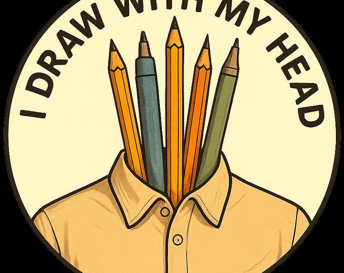 I Draw With My Head pencil head illustration T-Shirt | artist shirt, drawing humor