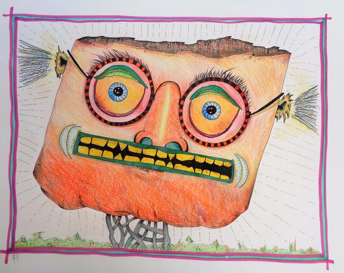 T Shirt Blowhard Colored Pencil Drawing Unisex Heavy Cotton Tee, Funny Tee, Humorous T-Shirt, Joke Shirt, Comical Apparel