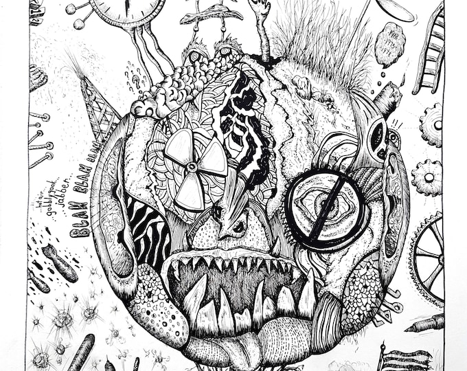 Creature drawing, original art