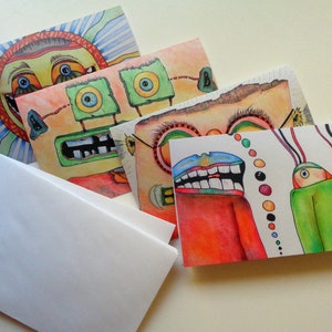 Original Art Greeting Cards, set of 4 with envelopes