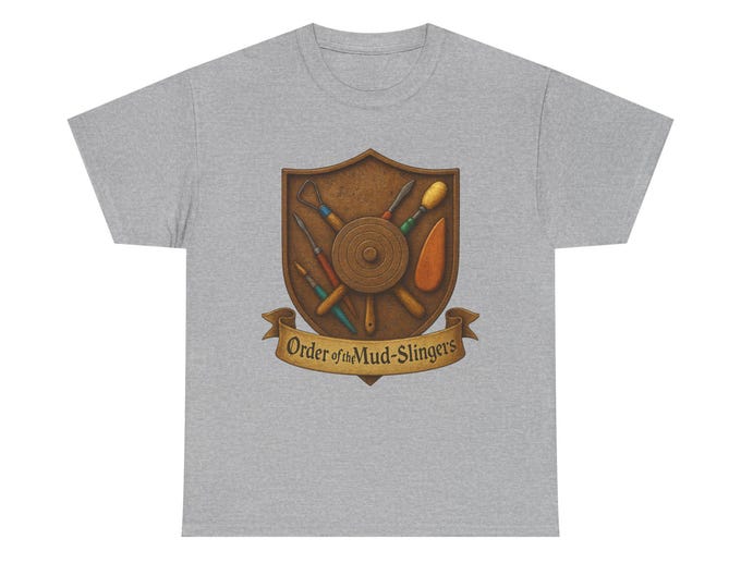 Order of the Mud-Slingers Tee | Pottery Wheel Tools Shield Ceramic Artist