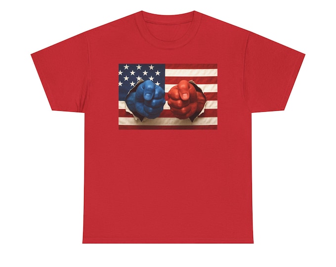 Knuckle Fist Bump American Flag Tee | Patriotic Red and Blue Hands