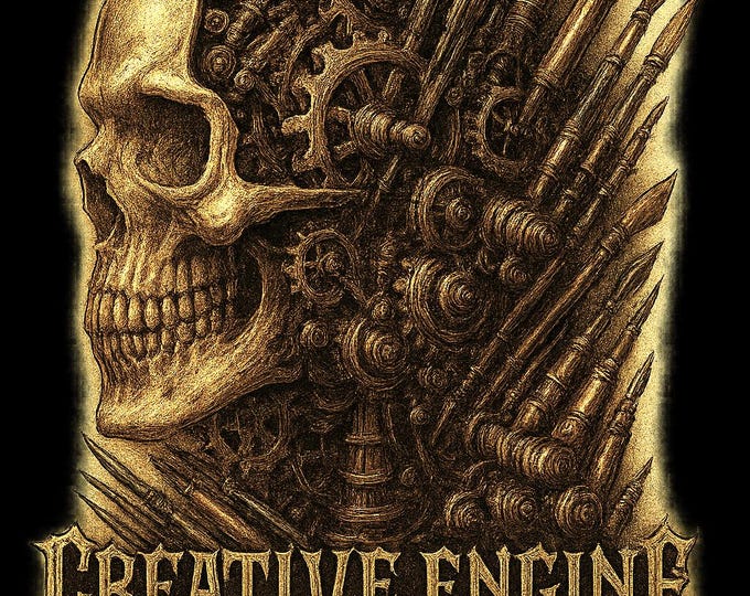 Steampunk Skull Artist T-Shirt Creative Engine Gearhead
