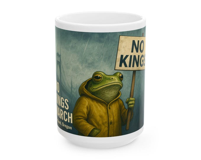 Portland Frog No Kings March Mug | Protest the Frog