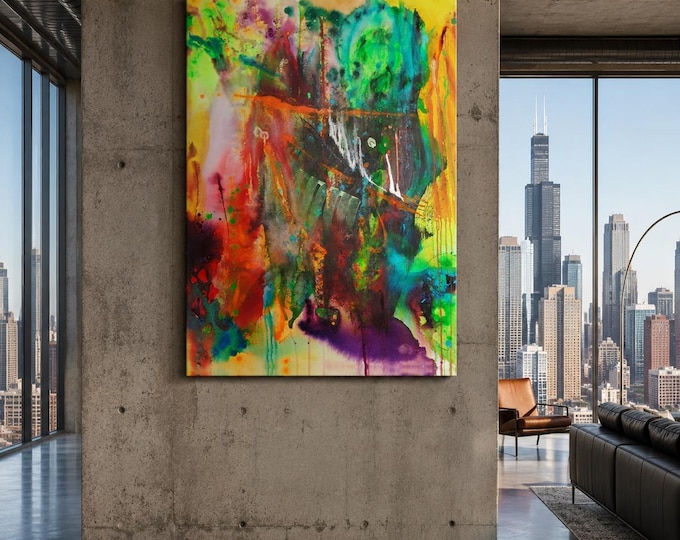 Acrylic Canvas Painting, Original Art, Intriguing with Color