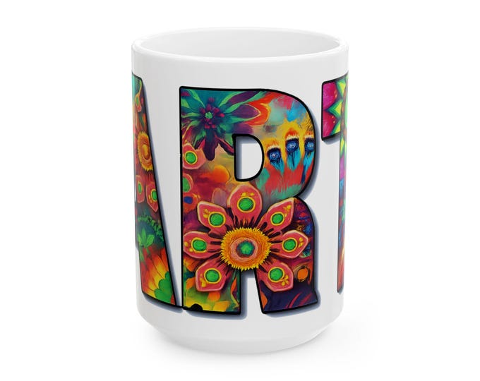 ART Psychedelic Lettering Mug | Artists Designers Makers Painters Illustrators Collectors