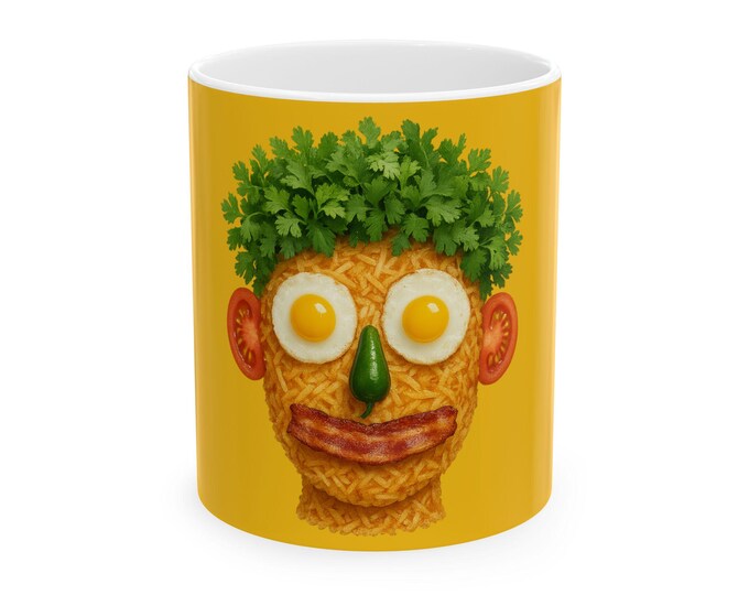 Food Face Illustration Mug | Ceramic Coffee Cup