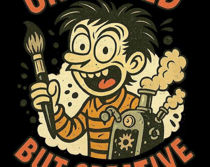 Unhinged But Creative T-Shirt | Funny Artist Character Tee for those who create and live by their ART