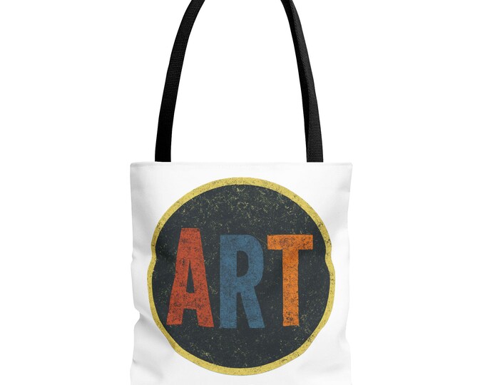 Retro ART Circle Tote Bag | Artist Typography Canvas Tote