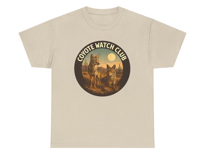 Coyote Watch Club T-Shirt | Retro Desert Wildlife Graphic Tee