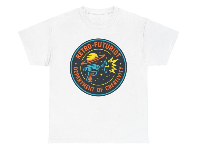 Retro-Futurist Raygun Department of Creativity T-Shirt | Vintage Space Logo Tee