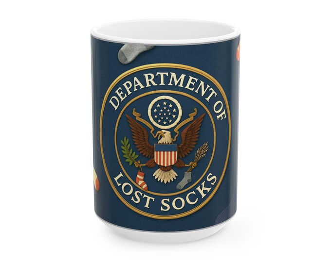 Department of Lost Socks mug | Ceramic Coffee Mug,  15oz Government Waste Humor