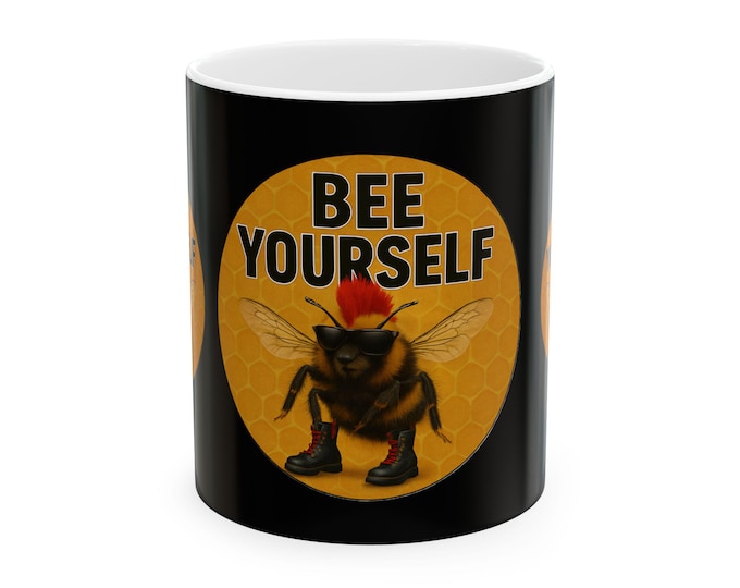 Bee Yourself punk bee mug | ceramic coffee cup