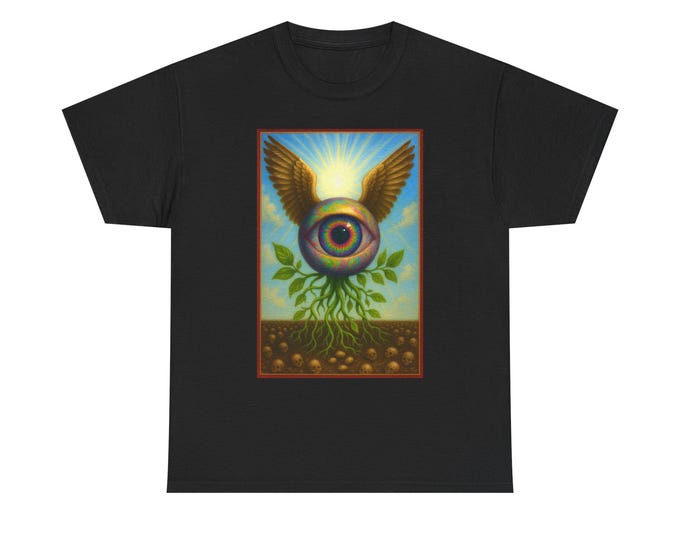 Trippy Winged Eye T-Shirt, Surreal Mystical Art