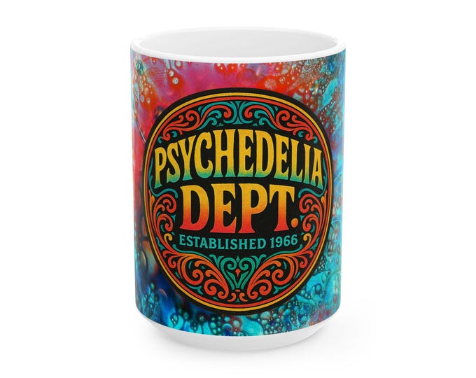 Psychedelic Dept. Ceramic Mug | 60s Hippie Tie-Dye Coffee Cup