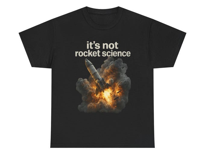 ROCKET SCIENCE Tee | Exploding Rocket Graphic Shirt for the Amused Scientist and Amateur Experimenter