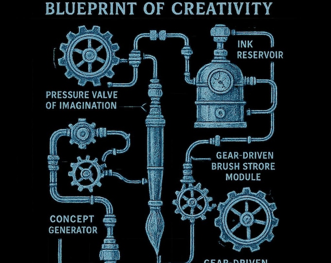 Artist Blueprint T-Shirt Creative Engine Diagram for Artists & Makers