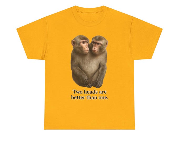 Two-Headed Monkey T-Shirt | Funny Primate Tee