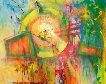 Acrylic Canvas Painting, Original Art, Intriguing with Color