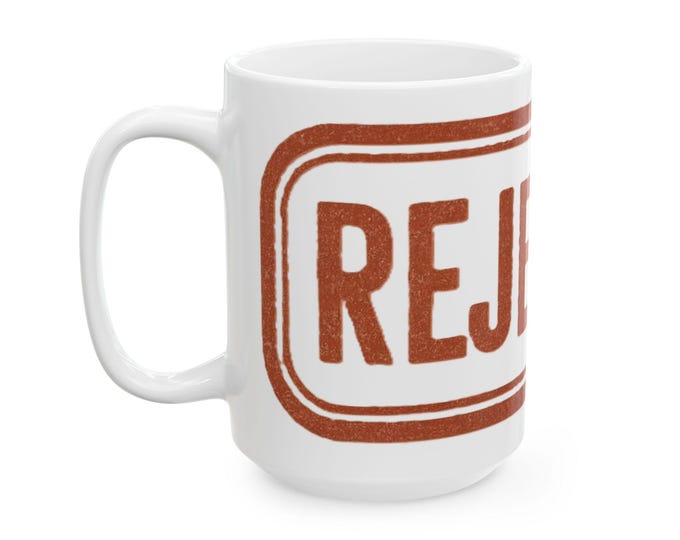 Rejected Stamp mug | Vintage Rubber Stamp Design, Distressed Red Lettering
