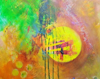 Circles With Texture Abstract Acrylic Painting, 20"x20"