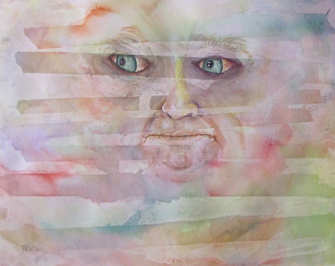 Behind The Veil Watercolor Painting, Archival Paper, 18x24
