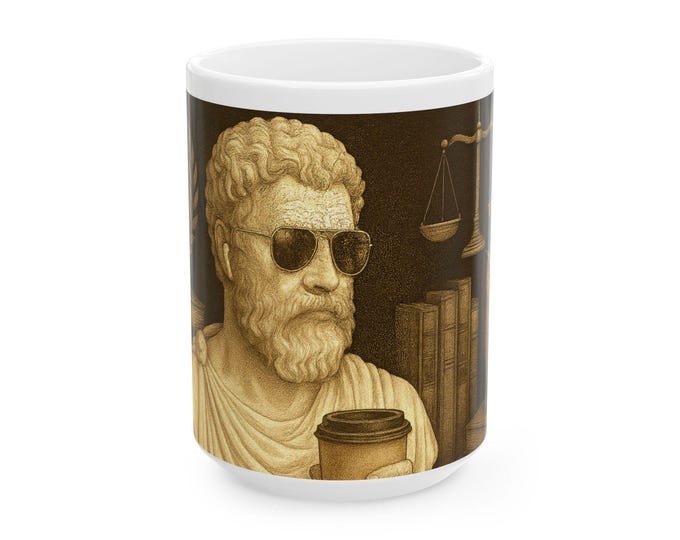 Stoic Philosopher Bust with Coffee Mug Professional Philosopher