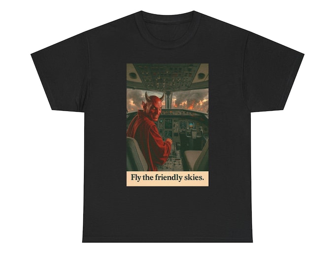 Devil Pilot T-Shirt: Dark Humor Aviation Graphic Tee