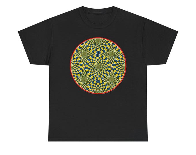 Optical Spiral Illusion Tee | Psychedelic Checkerboard Circle