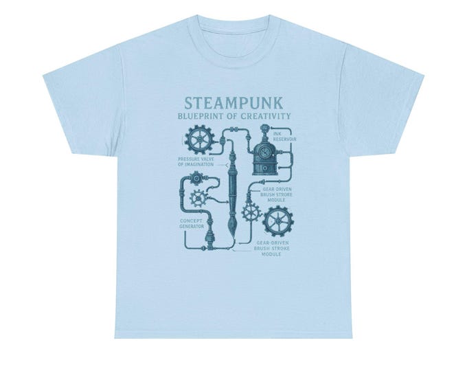 Artist Steampunk Blueprint T-Shirt Creative Engine Diagram for Artists & Makers