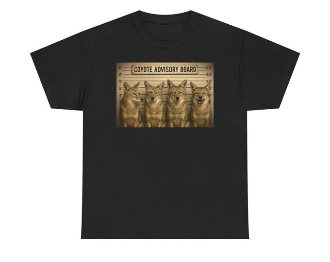 Coyote Advisory Board T-Shirt | Vintage Wanted Poster Design Wildlife funny Police Lineup