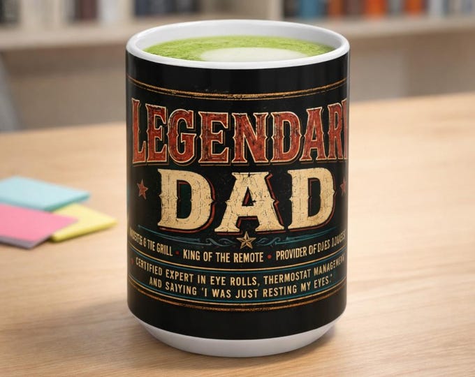 Legendary Dad Coffee Mug, Funny Sarcastic Grill King Remote Master (11oz or 15oz)
