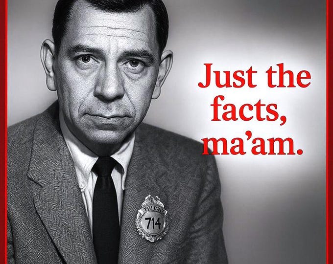 Just the Facts Ma'am Dragnet T-Shirt | Vintage Joe Friday Police Detective Photo, Retro Quote Tee