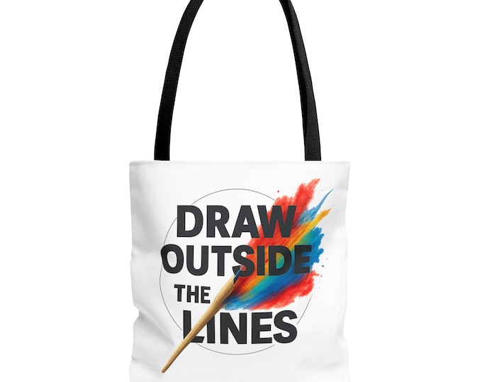 Draw Outside the Lines tote bag | Artist creative colorful paint stroke art
