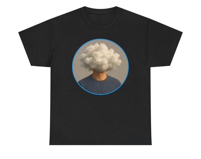 Cloud Head Portrait Tee | Surreal Humor Graphic Tee