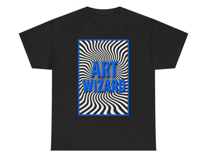 Art Wizard Optical Illusion Design / Blue 3D Text, Op Art Background psychedelic typographic design