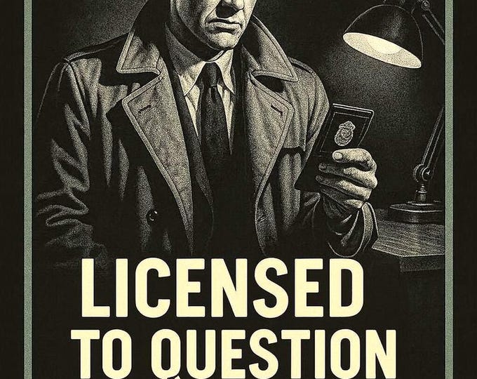 Vintage Detective Shirt / Licensed to Question Everything / Noir Mystery Graphic Tee