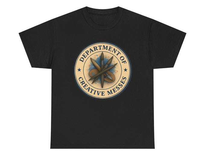Department of Creative Messes Tee | Compass Emblem, Artsy Badge for Humorous Government Agency