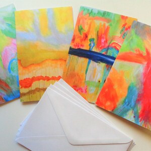 Original Art Folded Note Cards, set of 4 with envelopes