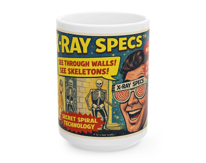 X-Ray Specs Comic Art Mug | Funny Ad for Phony Invention