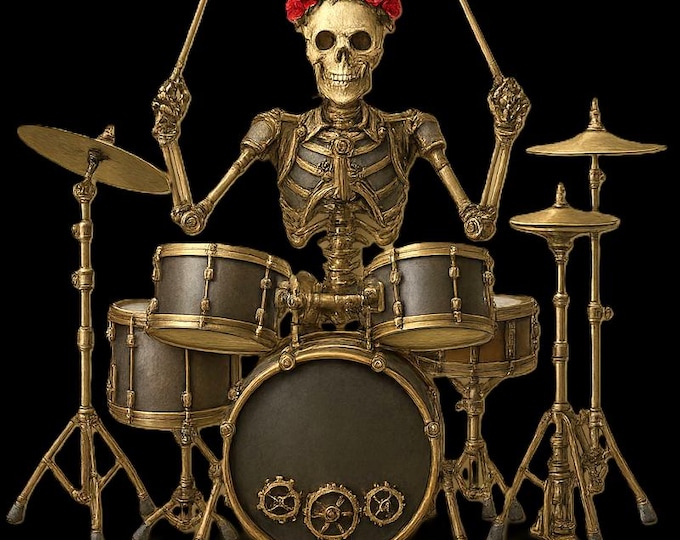 Skeleton Drummer Tee | Rock Music Drum Kit T-Shirt